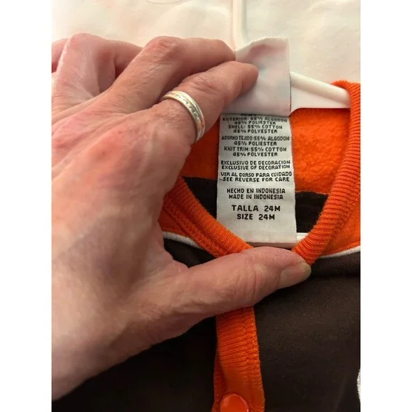 Cleveland Browns NFL Romper / Coverall — Brown & Orange Vintage 24 Months - Picture 4 of 10